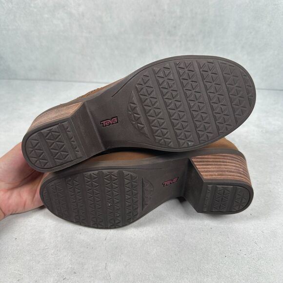 Teva Boots Womens 5.5 Brown Leather Waterproof Foxy Mid Calf Western Harness - Picture 10 of 11